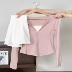 Rosa gelo seda protetor solar roupas femininas jaqueta 2026 novo estilo curto fino-ajuste Yoga esportes ao ar livre topo