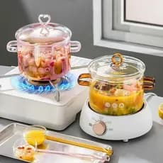 Pote de amor rosa de vidro borossilicato, panela de sopa, panela de vidro, resistente a altas temperaturas, pote pequeno