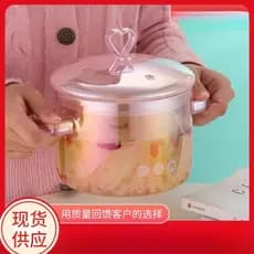 Pote de guisado de alto valor criativo amor rosa vidro guisado pote doméstico alto borosilicato pote de sopa engrossado