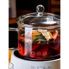 Pote de vinho tinto cozido Pote de vidro Pote de vinho tinto quente dedicado Fogão Surround de inverno Panela transparen