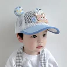Verão boné de pico 2025 novo estilo crianças malha boné de beisebol bonito urso meninos meninas crianças chapéu fino