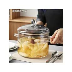 Panela de sopa com orelha dupla, pote de vidro com alto teor de borosilicato com tampa, fogão elétrico de cerâmica, pane