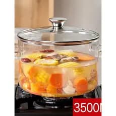 Pote de sopa de vidro com alto teor de borosilicato Pote de sopa doméstico de grande capacidade transparente de orelha d
