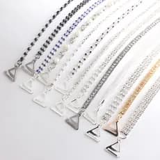 Alça de ombro roupa interior substituível Metal strass tubo exposto saia superior estilingue corrente acessórios sutiã t