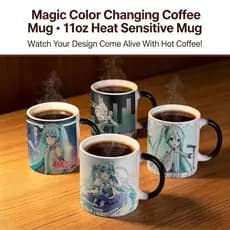 Hatsune Miku caneca que muda de cor, adicionando temperatura líquida quente, padrão de exibição, divertido, café, chá, á