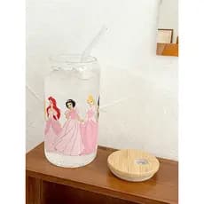 Vestido rosa Original, copo de princesa, copo para beber diário, vidro de borosilicato alto, canudo fofo de desenho anim