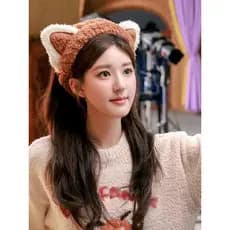 Zhao Lusi mesmo estilo orelhas de gato rosto lavagem faixa de cabelo feminino bonito máscara maquiagem especial antiderr