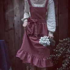 Fabricante francês Pastoral florista literário algodão linho Retro avental cozinha cozimento nórdico babados avental