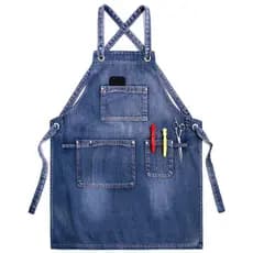 Avental de cozinha Denim masculino Workwear barbeiro leite loja de chá restaurante garçom feminino avental arte Manicure