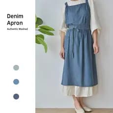 Fábrica de comércio exterior coreano Denim engrossado algodão lavado avental Anti-incrustante casa cozinha trabalho Flor