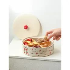 Prato de frutas de cerâmica estilo chinês, mesa de centro para sala de estar, lanche doméstico, ano novo, nozes, caixa d