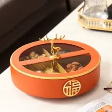 Compartimento giratório criativo de luxo leve com tampa Bandeja de doces Doméstico Moderno Estilo chinês Sala de estar M