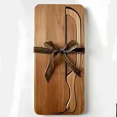 Conjunto de combinação de placa de faca de pão de madeira com furo para pendurar cozinha piquenique torrada baguete fati
