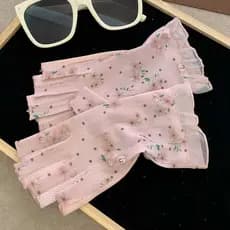 Versão coreana doce Floral renda meio dedo protetor solar luvas senhoras condução antiderrapante elástico estilo fino ci