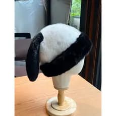 Bonito longo orelhas de coelho mais magro olhar idade-reduzindo pelúcia senhorio chapéu feminino outono inverno pele que