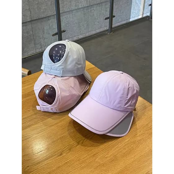 Gravata altura rabo de cavalo boné de beisebol feminino verão retrátil aba larga guarda-sol protetor solar Anti-ultravio
