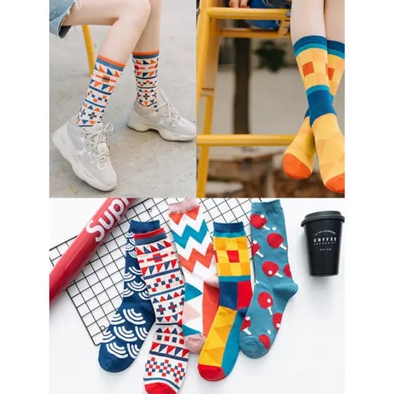 T na moda meias femininas meias de tubo médio ins na moda meias femininas All-Match meias de tubo longo japonês bonito m