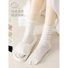 Boca solta meias de cinco dedos mulheres verão meias finas tubo médio feminino oco respirável pilha meias toe Split-toe