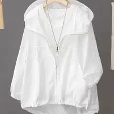 Branco leve protetor solar roupas femininas 2025 verão novo estilo solto mais magro olhar sensação legal respirável mead