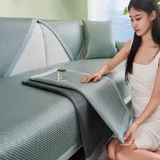 Verão High-End gelo seda Rattan esteira sofá almofada legal lavável fixo Anti-deslizamento capa de sofá pano almofada de