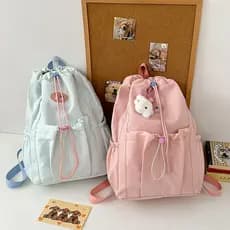 Nicho ins fresco cor sólida mochila bonito estudante do sexo feminino grande capacidade Campus classe mochila simples sa