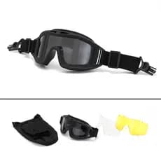 Estoque pronto Guia de gafanhoto Versão de pista Óculos táticos Óculos de tiro de três lentes Ventilador militar ao ar l