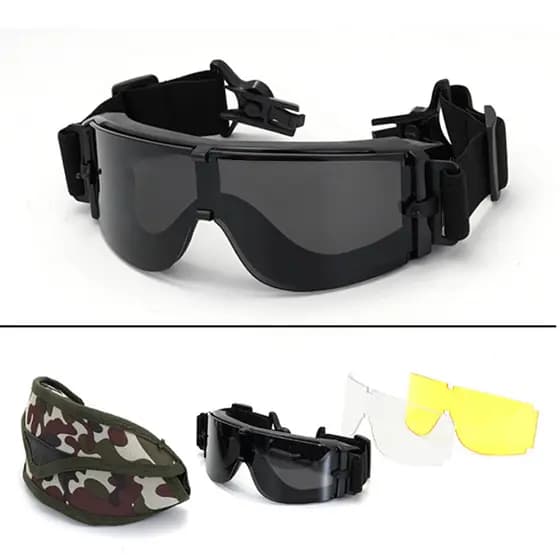 Pronto estoque X800 versão ferroviária óculos táticos três lentes óculos de tiro ventilador militar ao ar livre equipame