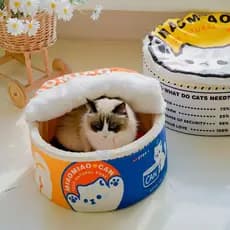 Gato enlatado maca de gato canil inverno engrossado animal de estimação inverno quente cama de gato tigela de macarrão i