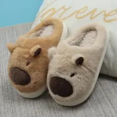 Feio bonito Kapibara chinelos de algodão feminino inverno casa interior quente sola grossa antiderrapante grande menino