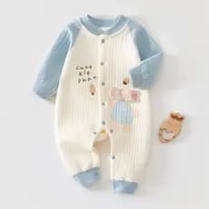 Bebê recém-nascido macacão de três camadas acolchoado algodão outono inverno quente casa roupas bebê pijamas macacão pas