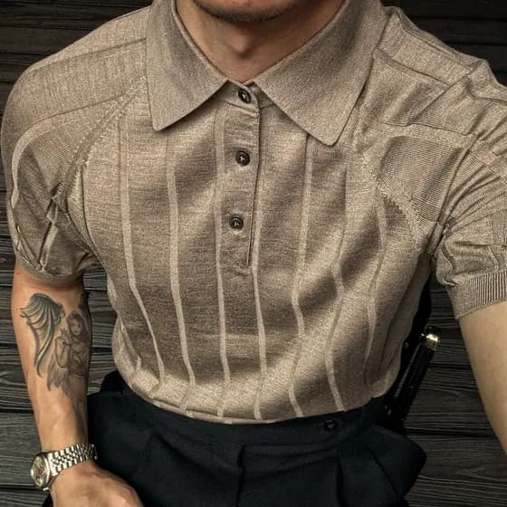 [Camisa POLO POLO de manga curta ARTIGIANI · Caxemira de seda amoreira classe Ding] Seda de padrinho italiano | 3 cores