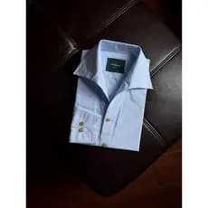 ARTIGIANI Padrinho Nápoles 6 Passos Camisa Artesanal Italiano Velho Dinheiro Verão Seersucker Gola De Uma Peça