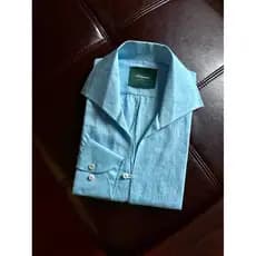ARTIGIANI ARTIGIANI Camisa artesanal de 5 etapas de luxo italiano velho dinheiro linho de alta fixação de manga comprida