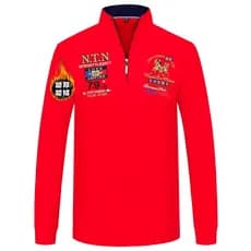 Forro de lã engrossado gola alta zíper manga comprida camiseta masculina meia gola alta