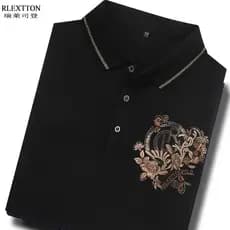 High-End masculino verão de manga curta camiseta mercerizado algodão estilo fino quente diamante lantejoulas bordado cam