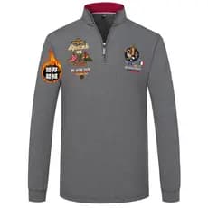 Outono inverno high-End roupas masculinas forro de lã grosso camiseta quente gola alta zíper meia gola alta longa