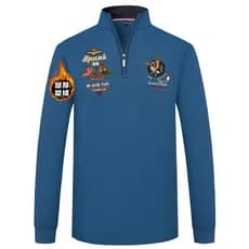 Forro de lã engrossado camiseta masculina gola alta zíper meia gola alta bordado de manga comprida