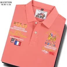 Camiseta POLO masculina de manga curta de alta qualidade lapela vermelho topo bens europeus na moda puro algodão t borda