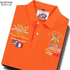 Camiseta POLO masculina de manga curta de alta qualidade lapela laranja topo europeu na moda t bordado marca verão