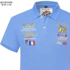 Verão novo estilo high-end bordado lapela camisa Polo masculina de manga curta verão puro algodão tamanho grande high-en