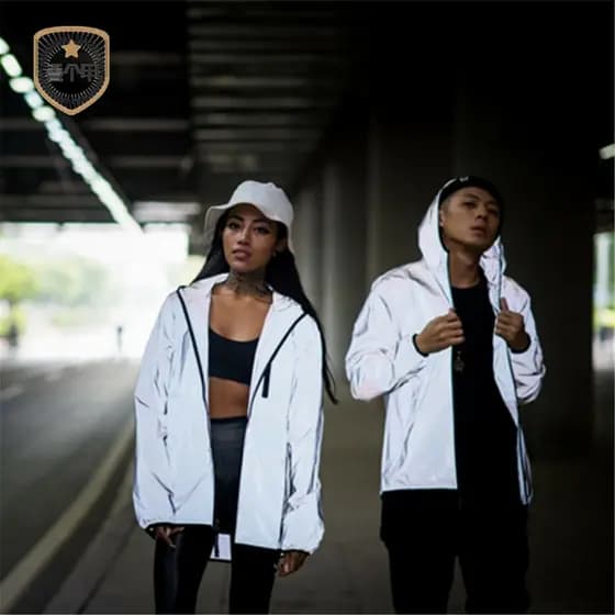 2023 Hip Hop Reflexivo Noctilucente Jaqueta Com Capuz Correndo