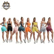 Novo conjunto de roupa interior esportiva europeia americana Fitness Yoga Shorts cintura alta magro pêssego Hip Lift cal