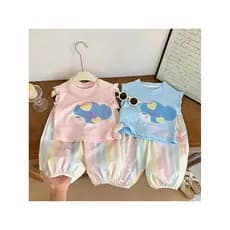 Roupas infantis meninas verão terno de manga curta 2026 novo estilo médio pequeno crianças estilo fino respirável menina