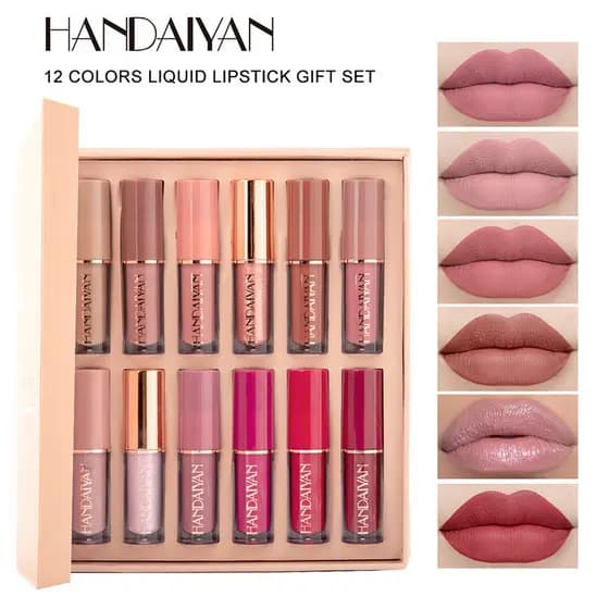 Conjunto De Brilho Labial De 12 Cores Para Maquiagem Batom