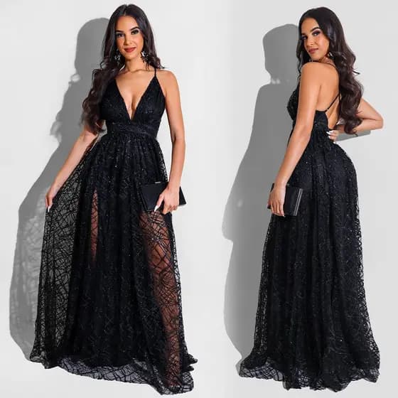 Vestido longo outono europeu americano roupas femininas temperamento vestido francês Hepburn estilo quente menina estili