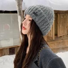 K chapéu de malha feminino outono inverno 2025 novo estilo versão coreana simples moda bordada carta chapéu de lã quente