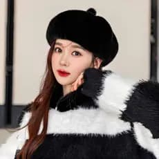 Boina de circunferência de cabeça grande feminina outono inverno 2025 novo estilo elegante rosto-olhando pequeno Retro i