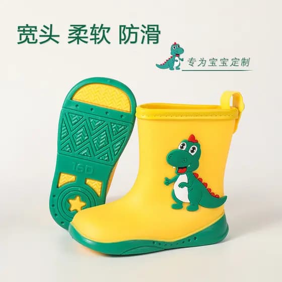 Crianças botas de chuva dos desenhos animados dinossauro bebê botas de chuva à prova dwaterproof água sapatos de água ex