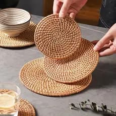 Tapete resistente ao calor Rattan doméstico Anti-escaldante pote esteira tigela esteira de mesa de alta temperatura resi