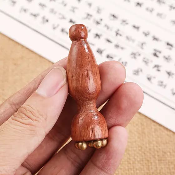 Pequeno lótus Pom massagem de madeira maciça massageador facial beleza facial olho tendão vara acupuntura ferramenta cui
